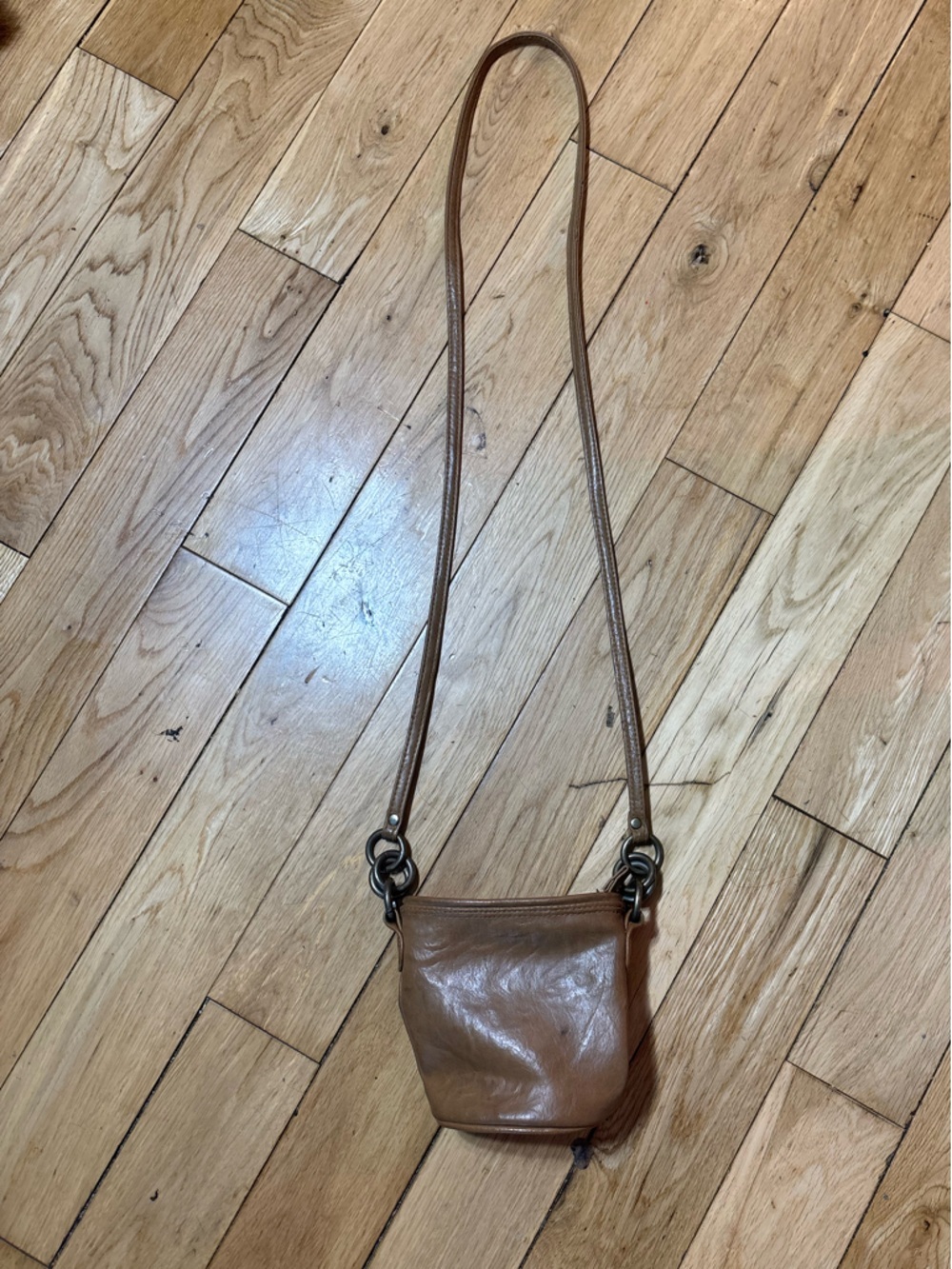 Vintage Boho GIANNINI Brown Faux Leather Mini Crossbody Bag